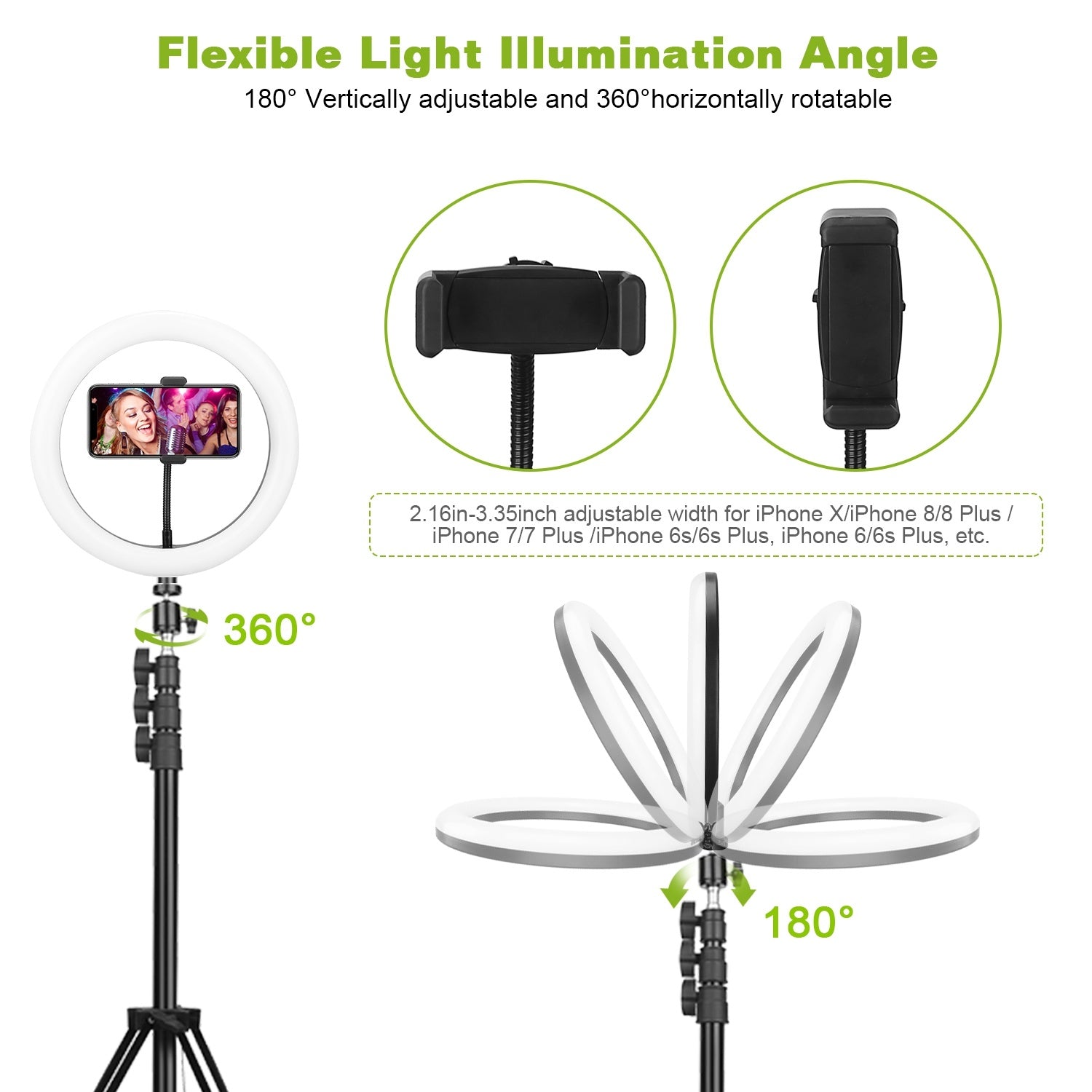 10in LED Selfie Ring Light Dimmable 120 LEDs Makeup Ring Lights w/ Adjustable Tripod Stand Cell Phone Holder USB Powered For YouTube Video/Live Stream