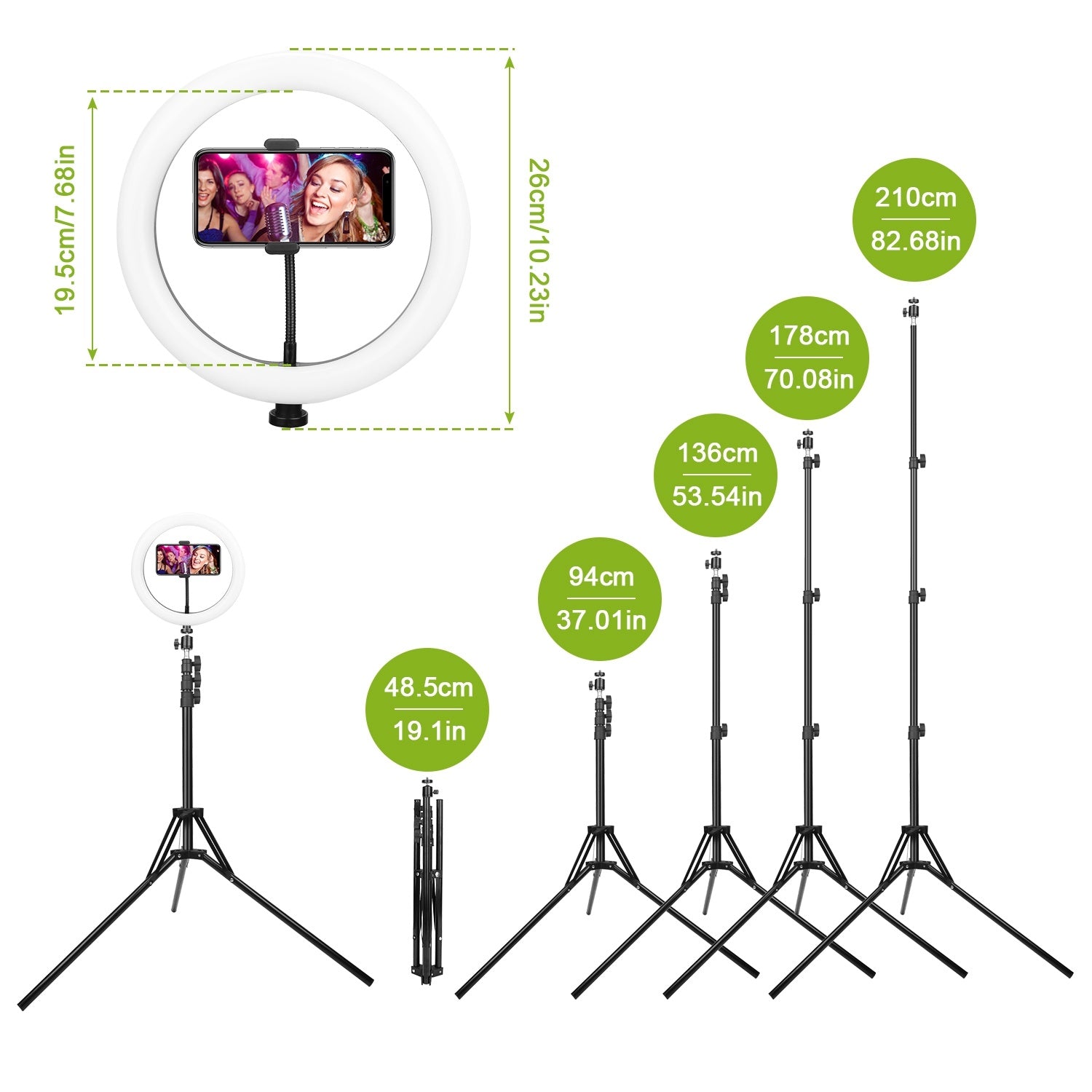 10in LED Selfie Ring Light Dimmable 120 LEDs Makeup Ring Lights w/ Adjustable Tripod Stand Cell Phone Holder USB Powered For YouTube Video/Live Stream