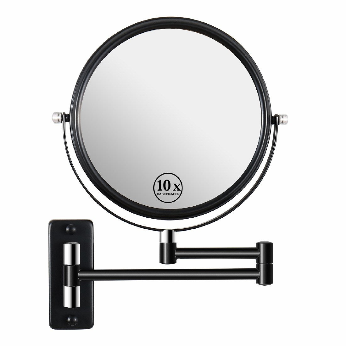 8-inch Wall Mounted Makeup Vanity Mirror, 1X / 10X Magnification Mirror, 360° Swivel with Extension Arm