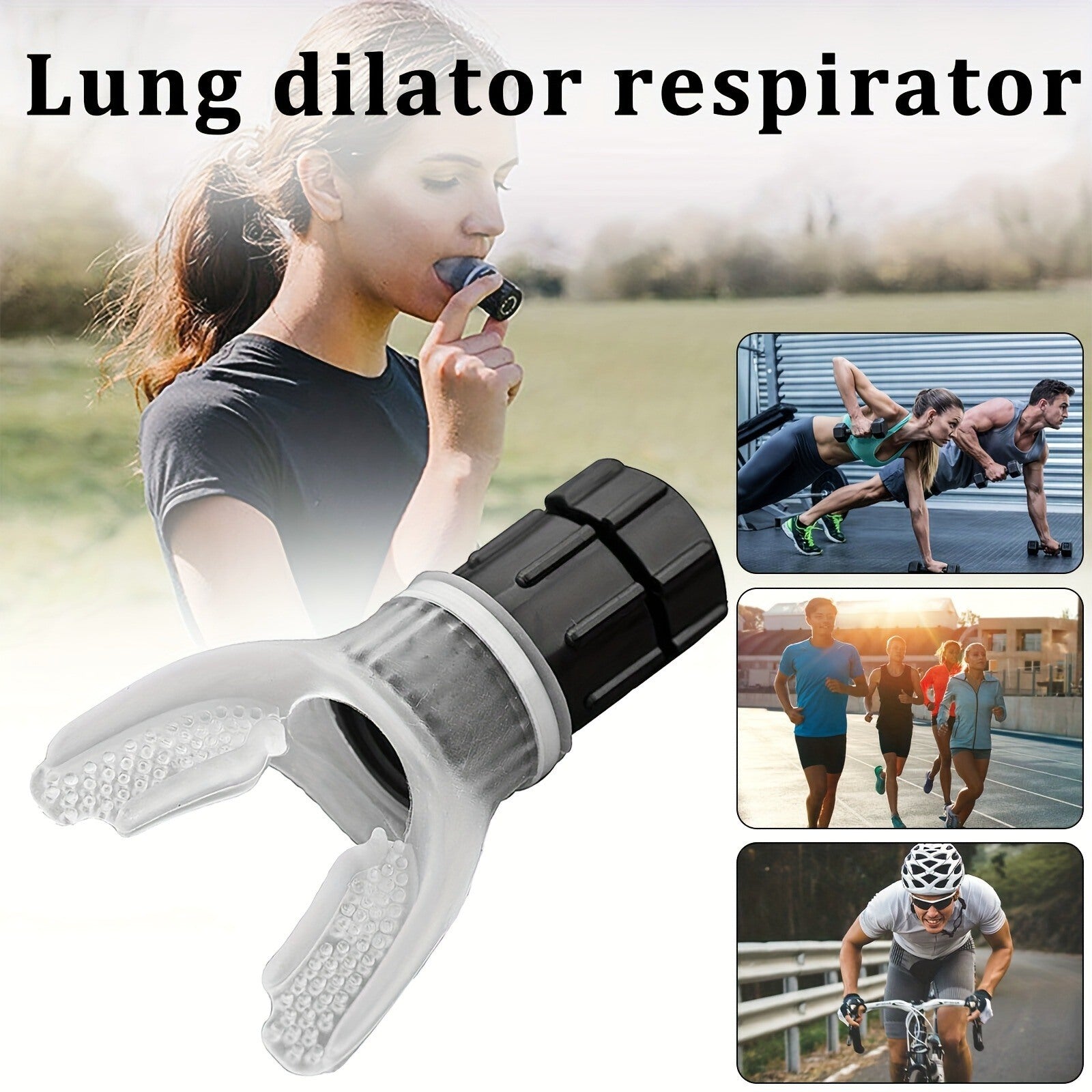 Portable Silicone Lung Breathing Training Device, Aerobic Adjustable Resistance Exercise Device, Quickly Increase Lung Capacity, Useful Fitness Breathing Exerciser