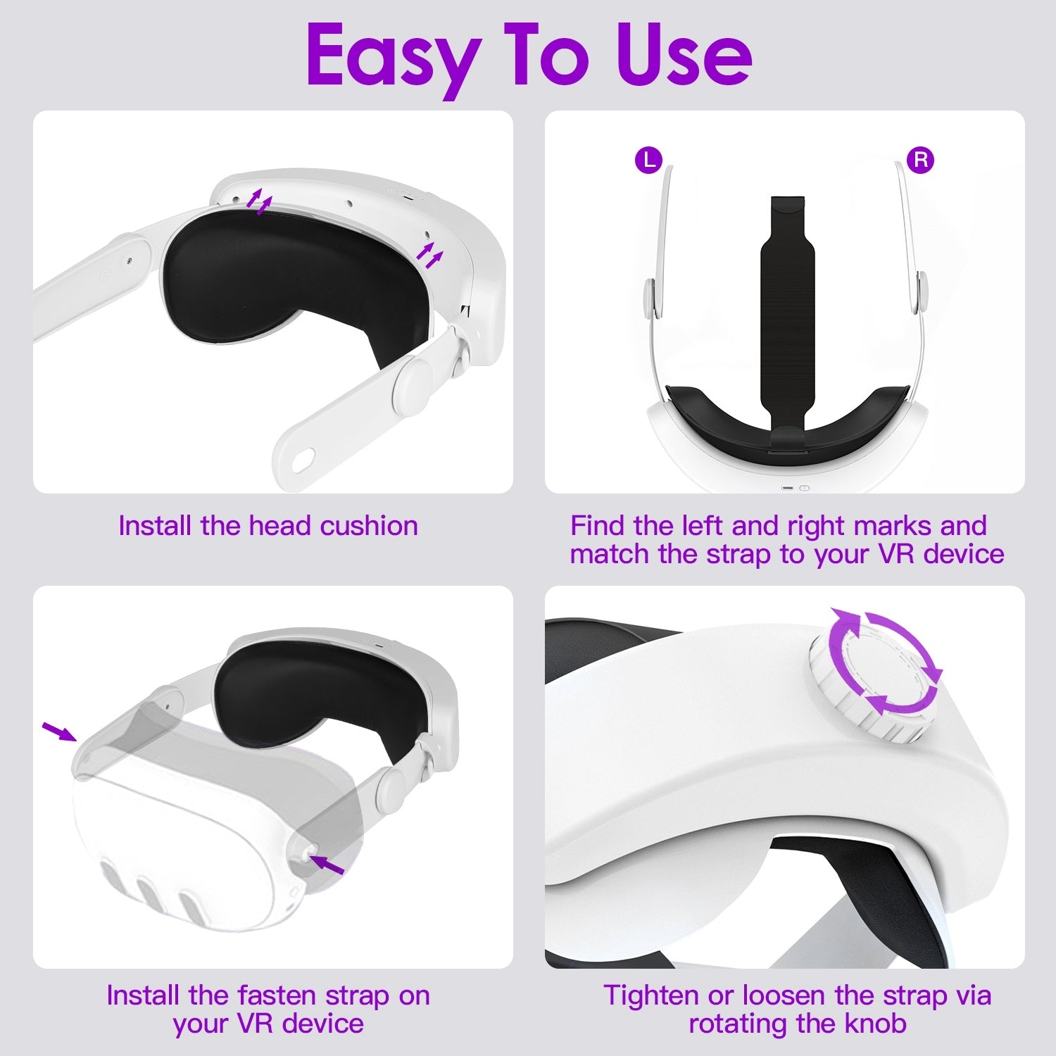 Adjustable Head Strap Compatible with Oculus/Meta Quest 3 VR Accessories Charging Headband