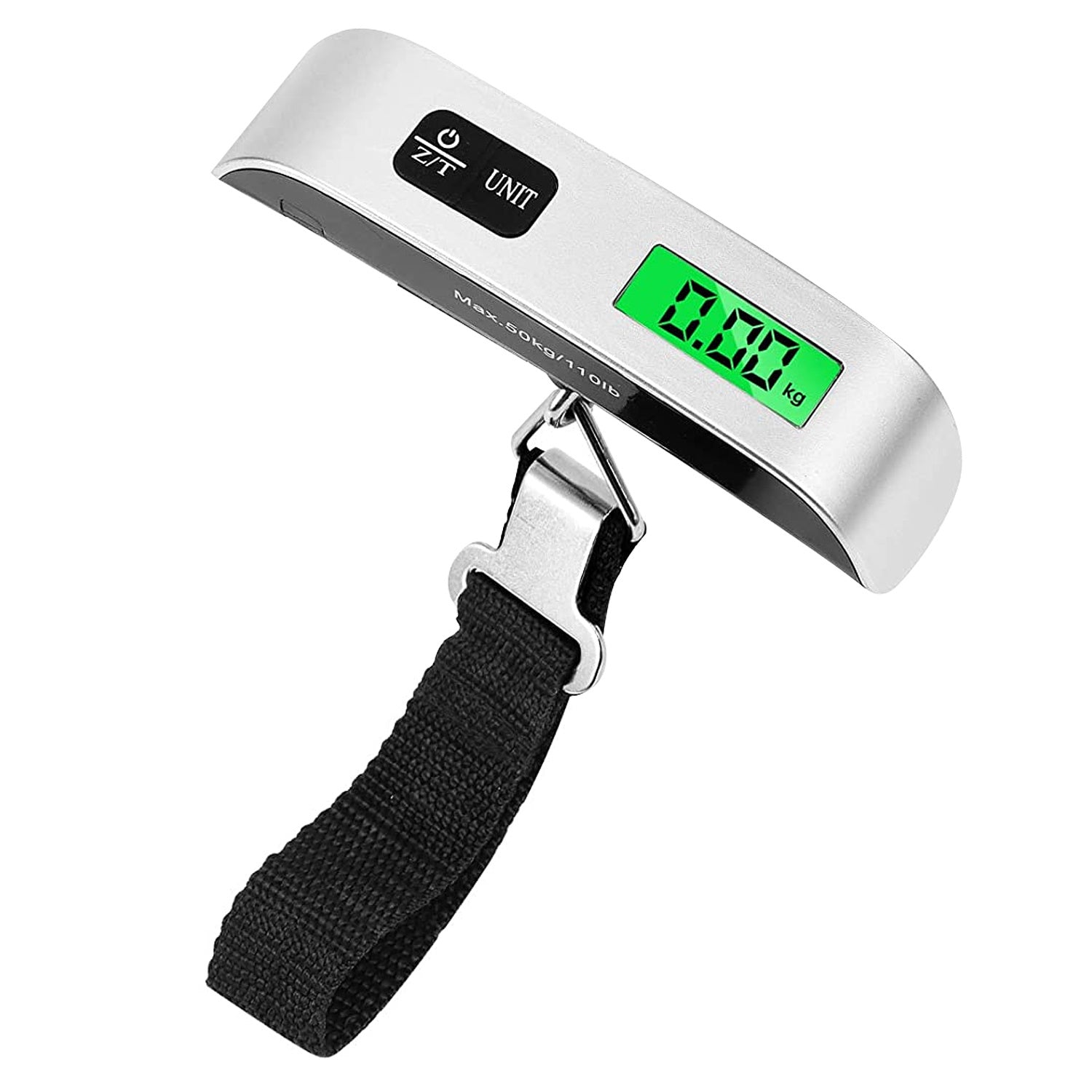 50kg 110lbs Portable Luggage Scale Handheld Hanging Suitcase Digital Scale with Hook LCD Display Screen Temperature Sensor Battery Include Travel Weight Scale