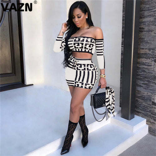 Vazn Gcy11074 Summer 2colors Off Shoulder Eleagnt Wind Sexy 2019 Set