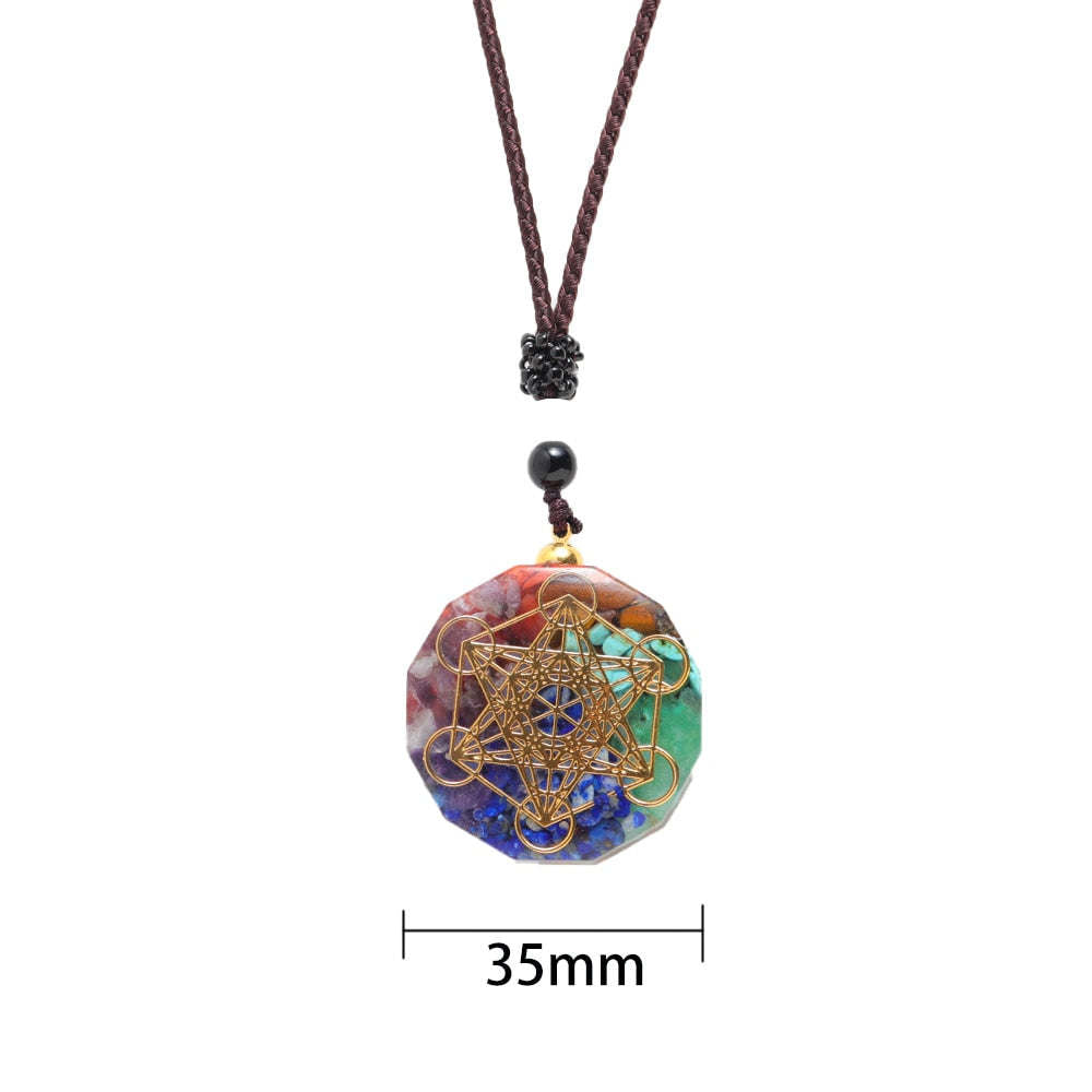 1PC Natural colorful gem seven chakras ornaments Augen Energy Pendant Drops Glue Into Handmade Necklace