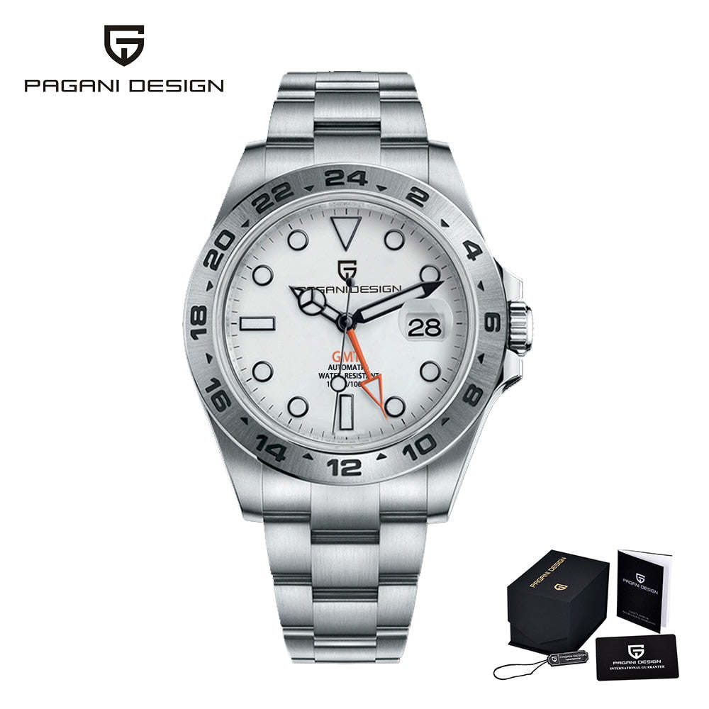 PAGANI Design New Men Automatic Mechanical Watches GMT Watch 42mm Sapphire Stainless Steel Waterproof Watch Reloj Hombre