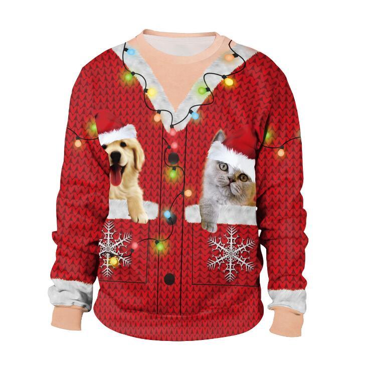 Ugly Christmas Sweater For Holidays Santa Elf Christmas Funny Fake Hair Sweater Autumn Winter Blouses Clothing