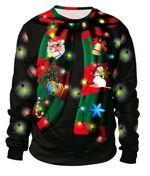 Ugly Christmas Sweater For Holidays Santa Elf Christmas Funny Fake Hair Sweater Autumn Winter Blouses Clothing