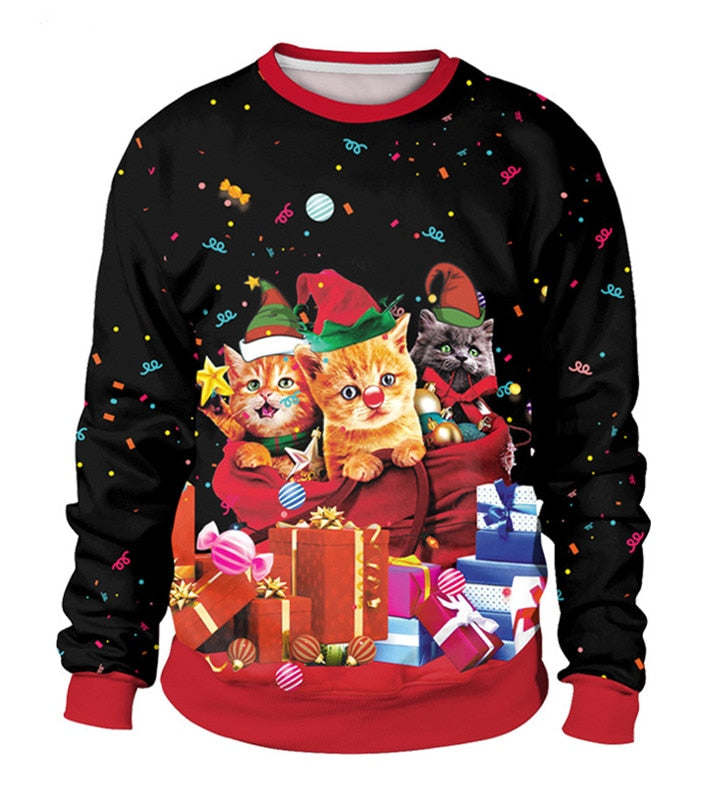 Ugly Christmas Sweater For Holidays Santa Elf Christmas Funny Fake Hair Sweater Autumn Winter Blouses Clothing