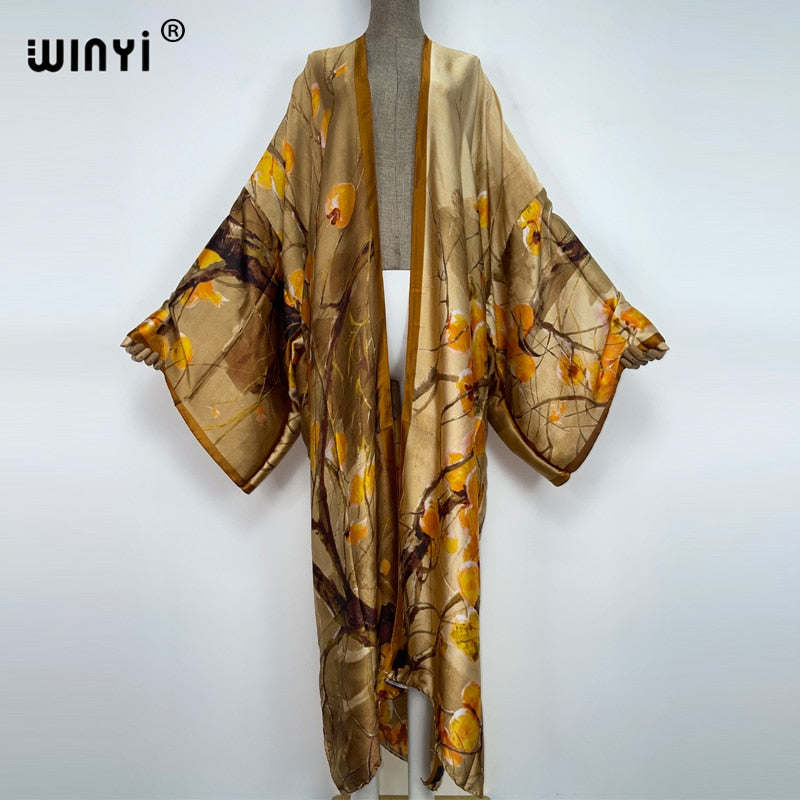 WINYI Summer holiday Beach Wear Cover up sweet lady boho Cardigan stitch colorful sexy Holiday long Sleeve Kimono kaftan