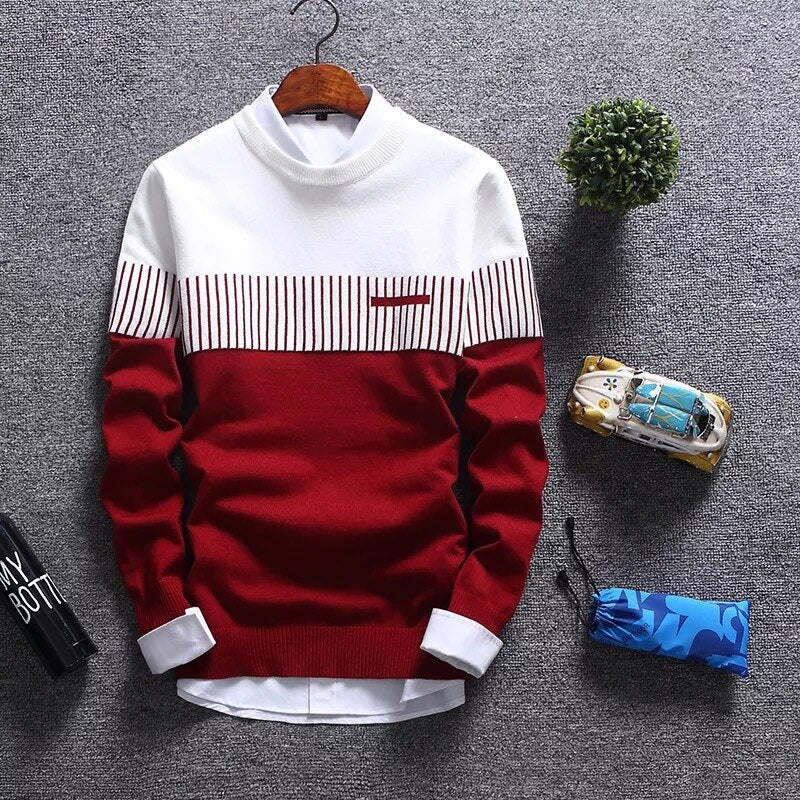 Sweater Men's Winter Pullover Men Autumn Slim Fit Striped Knitted Sweaters Clothing Casual pull