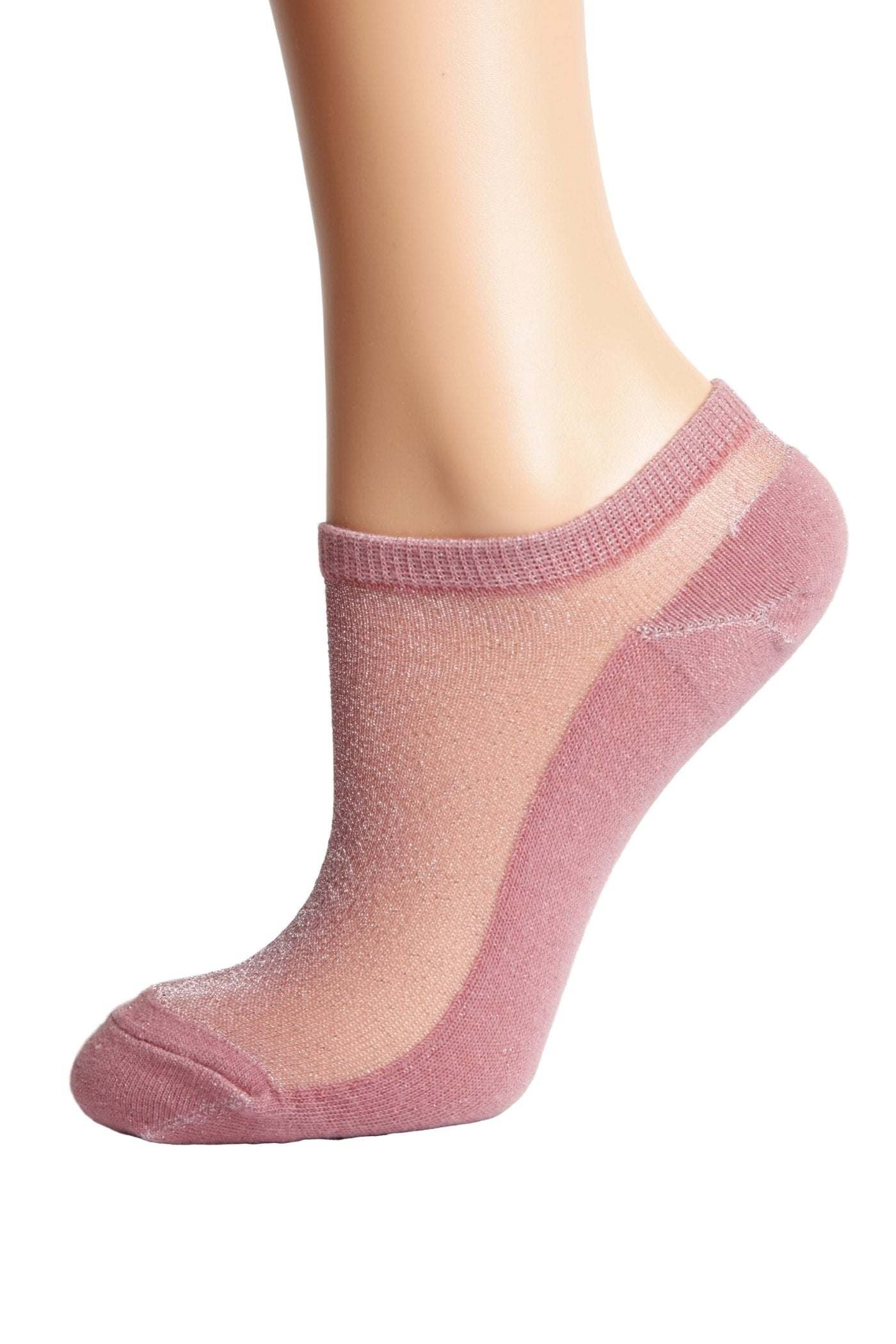 LUCINA old rose glittery socks for women