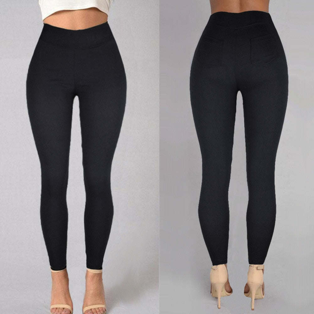 Women Pencil Pants Cotton Trousers 2021 New Pocket Trousers Slim Jeggings Denim Skinny Black Pants Push Up Leggings