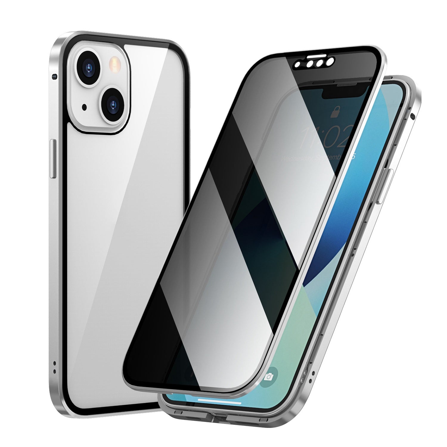 Privacy Magnetic Phone Case 360° Full Protection Anti Spy Phone Cover Double Sided Tempered Glass Magnet Absorption