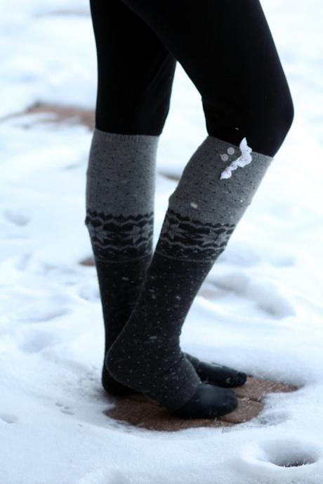 Soft Snowflakes Xmas Leg Warmers