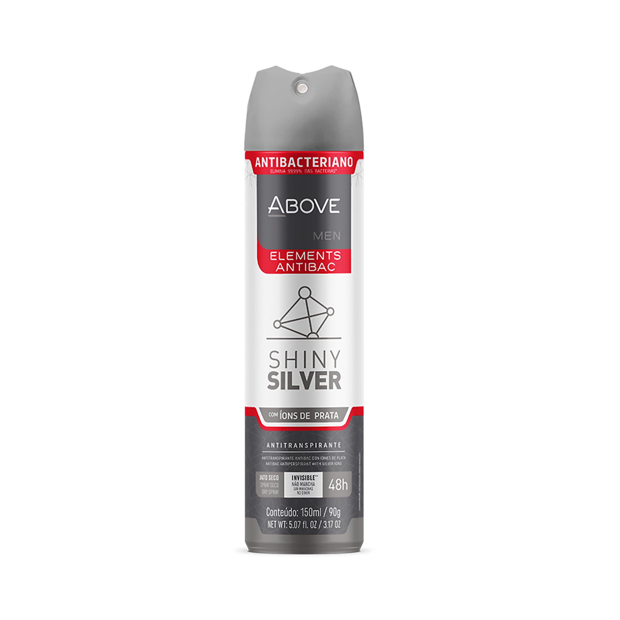 ABOVE Shiny Silver - 48 Hours Elements Antiperspirant Deodorant - Dry Spray for Men - Notes of Jasmine and Mint - Protects Against Sweat and Body Odor - Stain, Cruelty and Alcohol Free - 3.17 oz