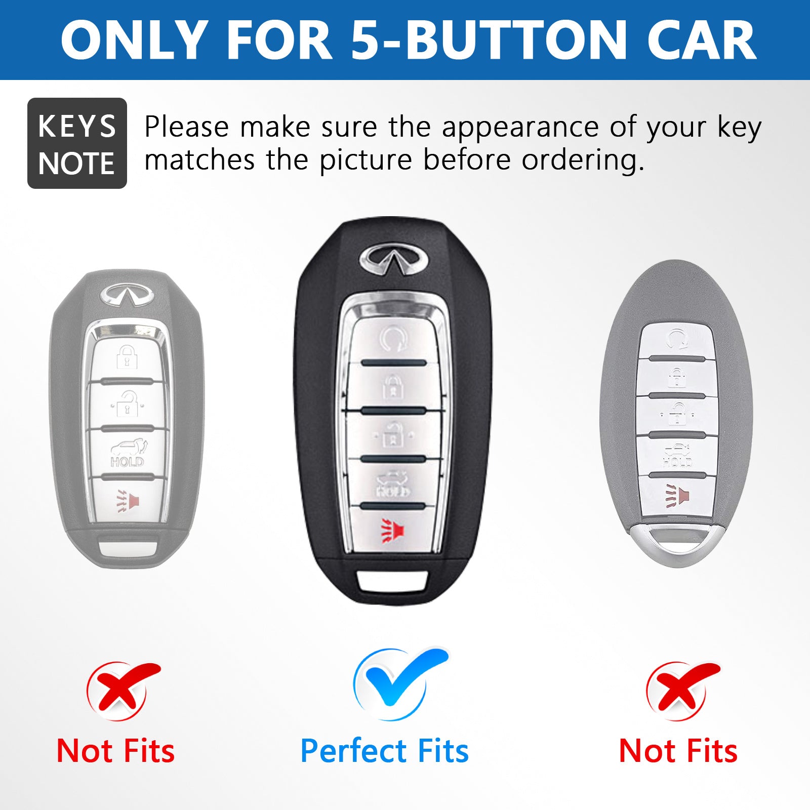Leather Key Fob Case Cover for Infiniti with Key Chain, Key Holder Replacement Keychain for Infinity EX25 FX35 FX37 X50 G25 G35 G37 Q40 Q50 Q60 Q70 QX