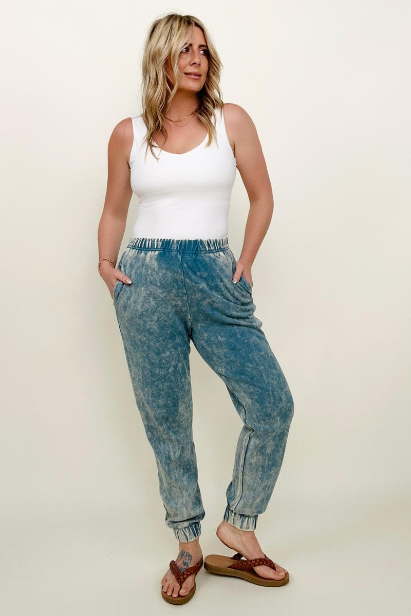 Acid Wash Jogger Pants with Pockets