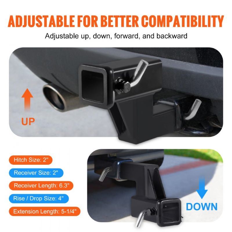 Trailer Receiver Hitch Extender Extension Adapter with Hitch Pin