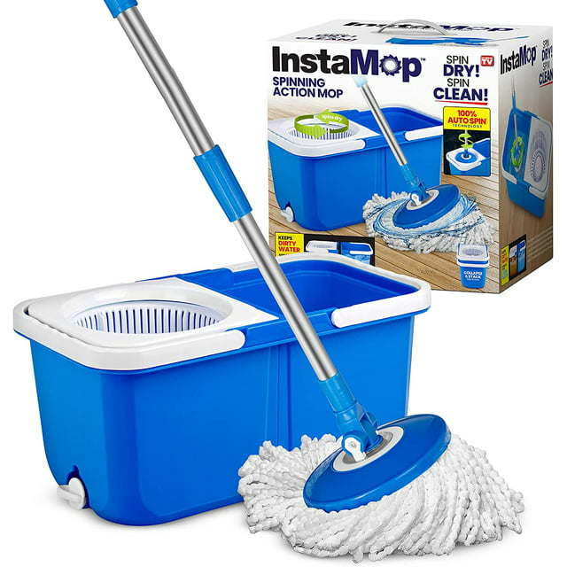 Spin Mop and Bucket with Wringer Set Microfiber Mop Head Washer Machine Safe As Seen On TV