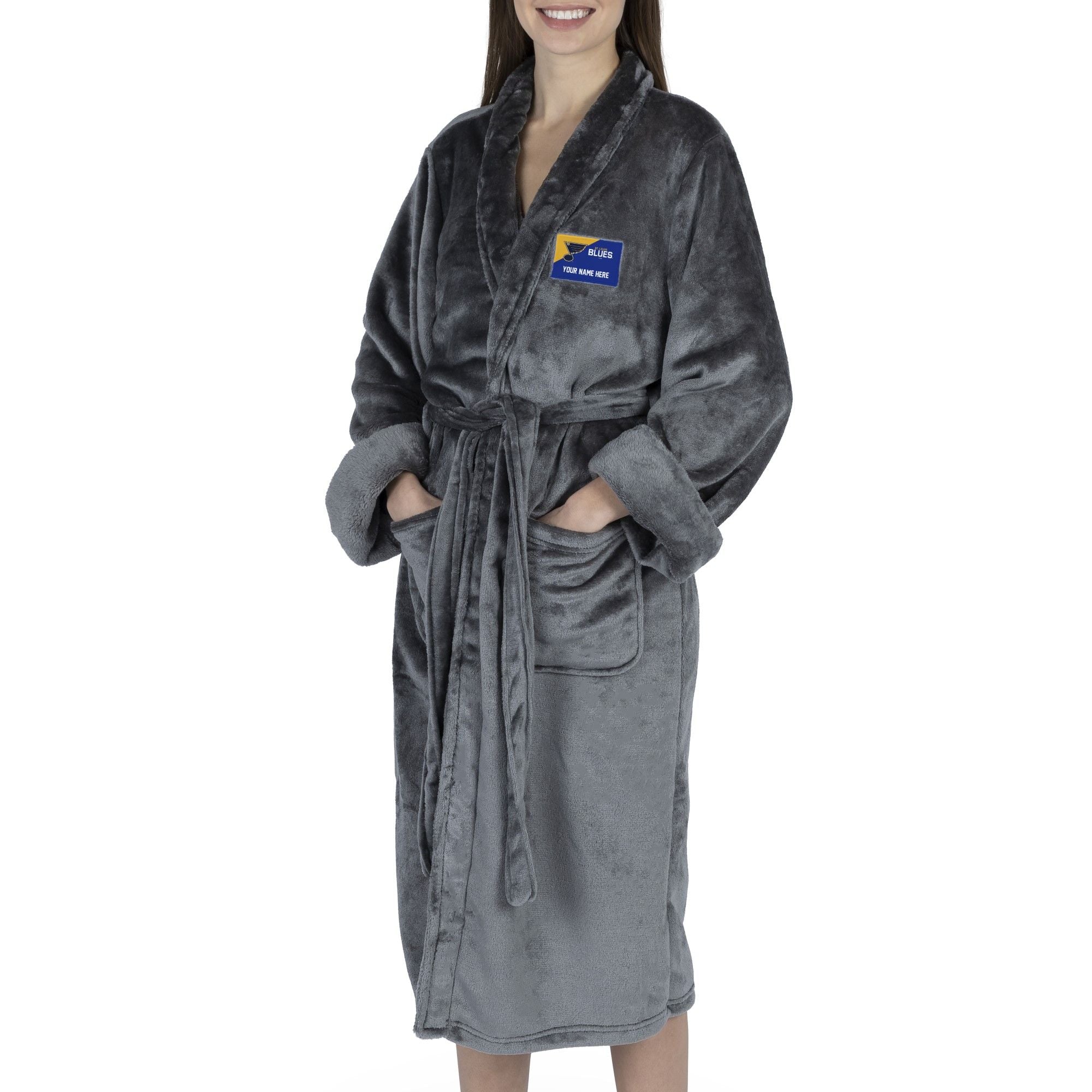 Official NHL Blues S/M Personalized Robe (Charcoal)