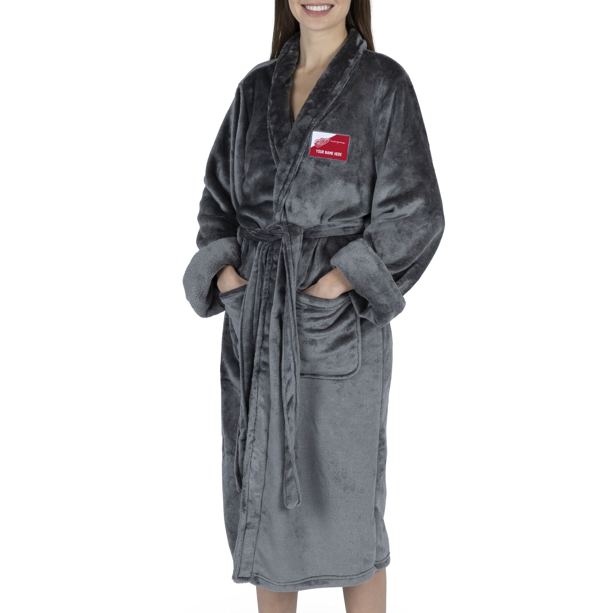 Official NHL Red Wings S/M Personalized Robe (Charcoal)