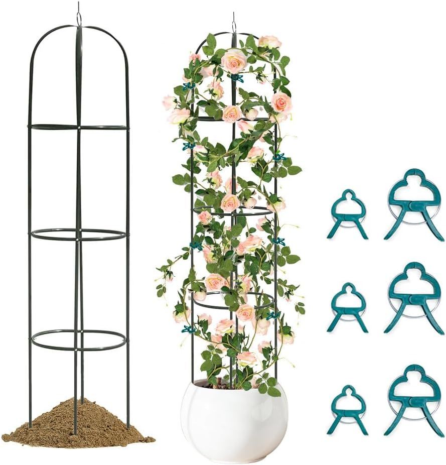 Garden Arch with Plant Clips, Garden Arbor Pergola for Climbing Plants, Garden Clips for Vine, Tomato, Cucumber, Flower Support