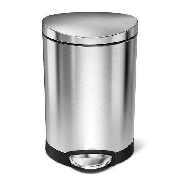 6L Stainless Steel Semi-Round Step Trash Can