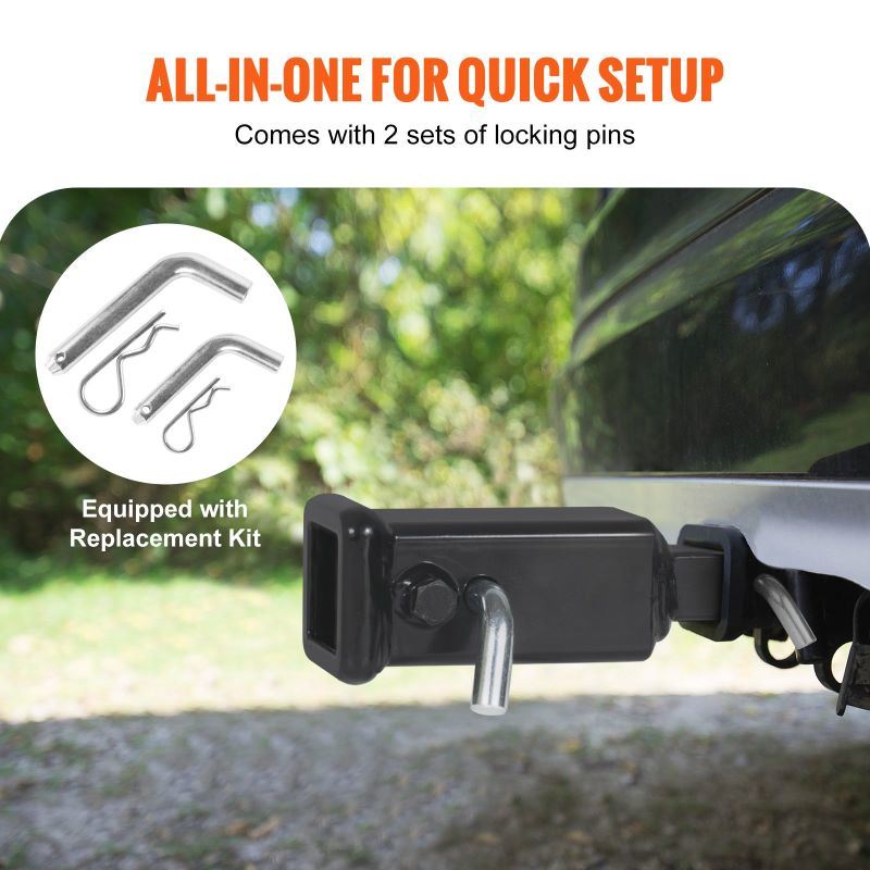 Trailer Hitch Extender with Hitch Pins, Clips, Bolt and Nut