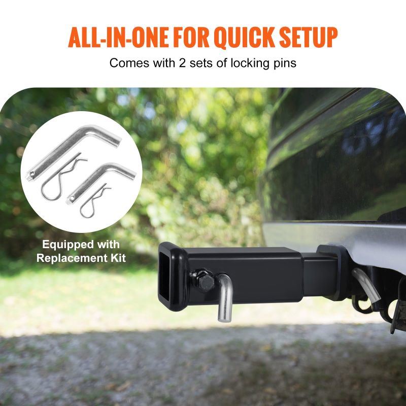 Trailer Hitch Extender with Hitch Pins, Clips, Bolt and Nut