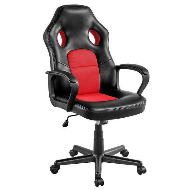 Adjustable Swivel Artificial Leather Gaming Chair, Red