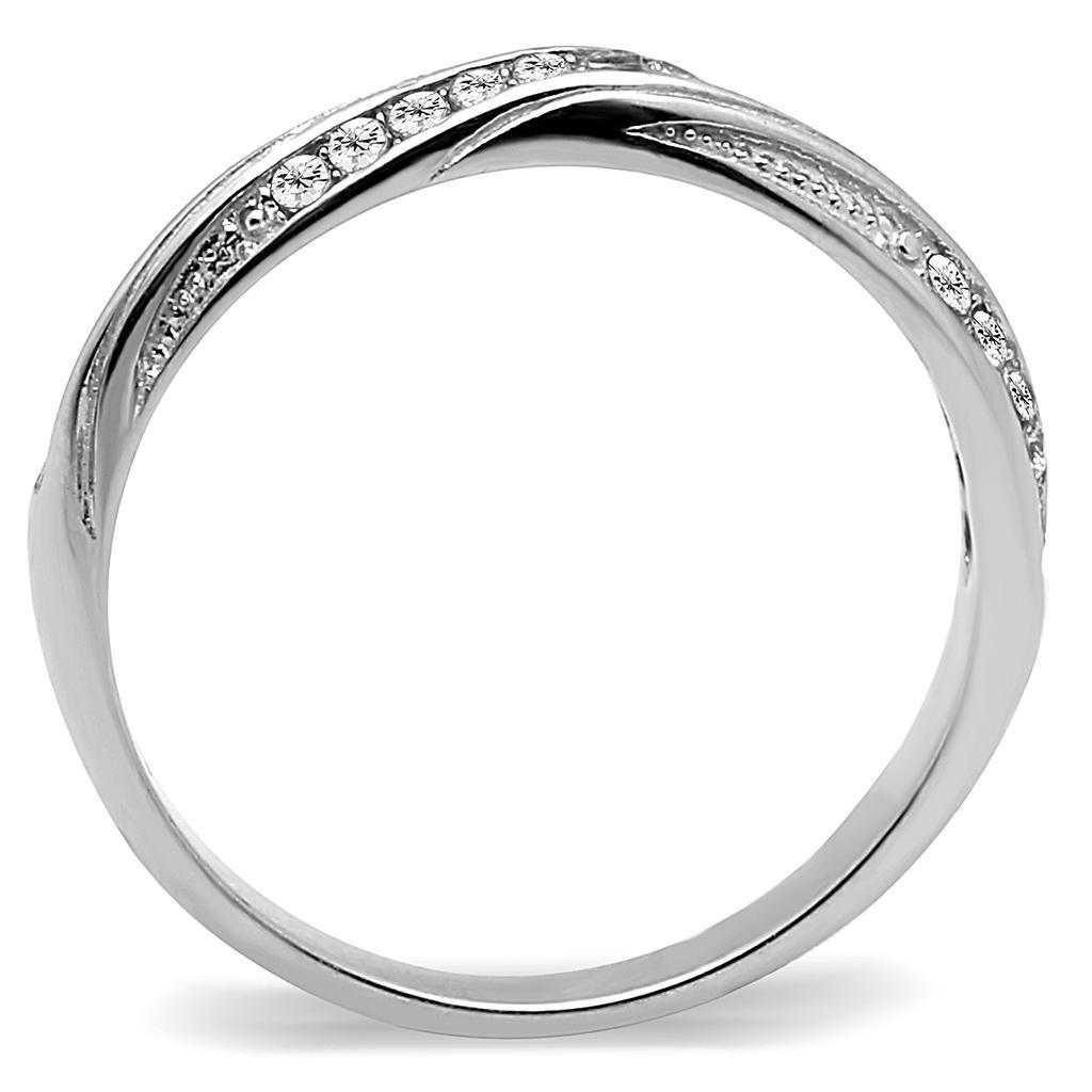 Stainless Steel Ring with AAA Grade CZ in Clear for Women