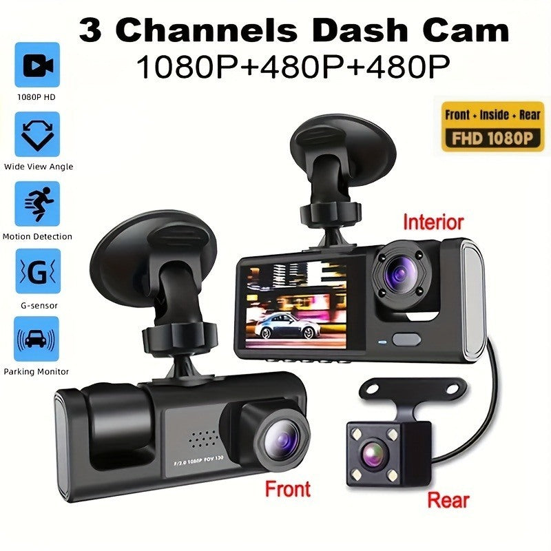 1080P Full HD Dash Camera for Cars, Dash Cam Front with  Card, 3'LCD Screen, 170°Wide Angle, Dashboard DashCam with Loop Recording, HDR, Night Vision,