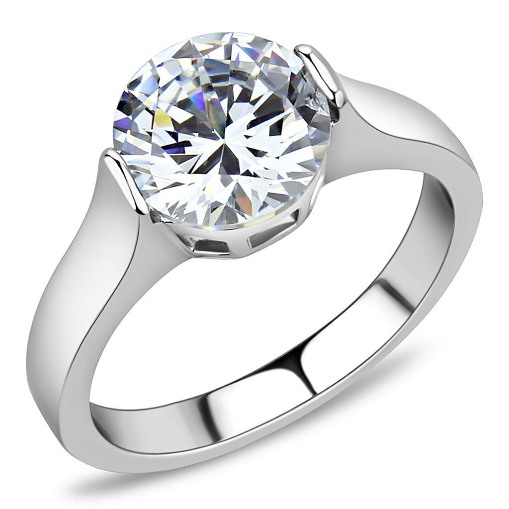 Stainless Steel Ring with AAA Grade CZ in Clear