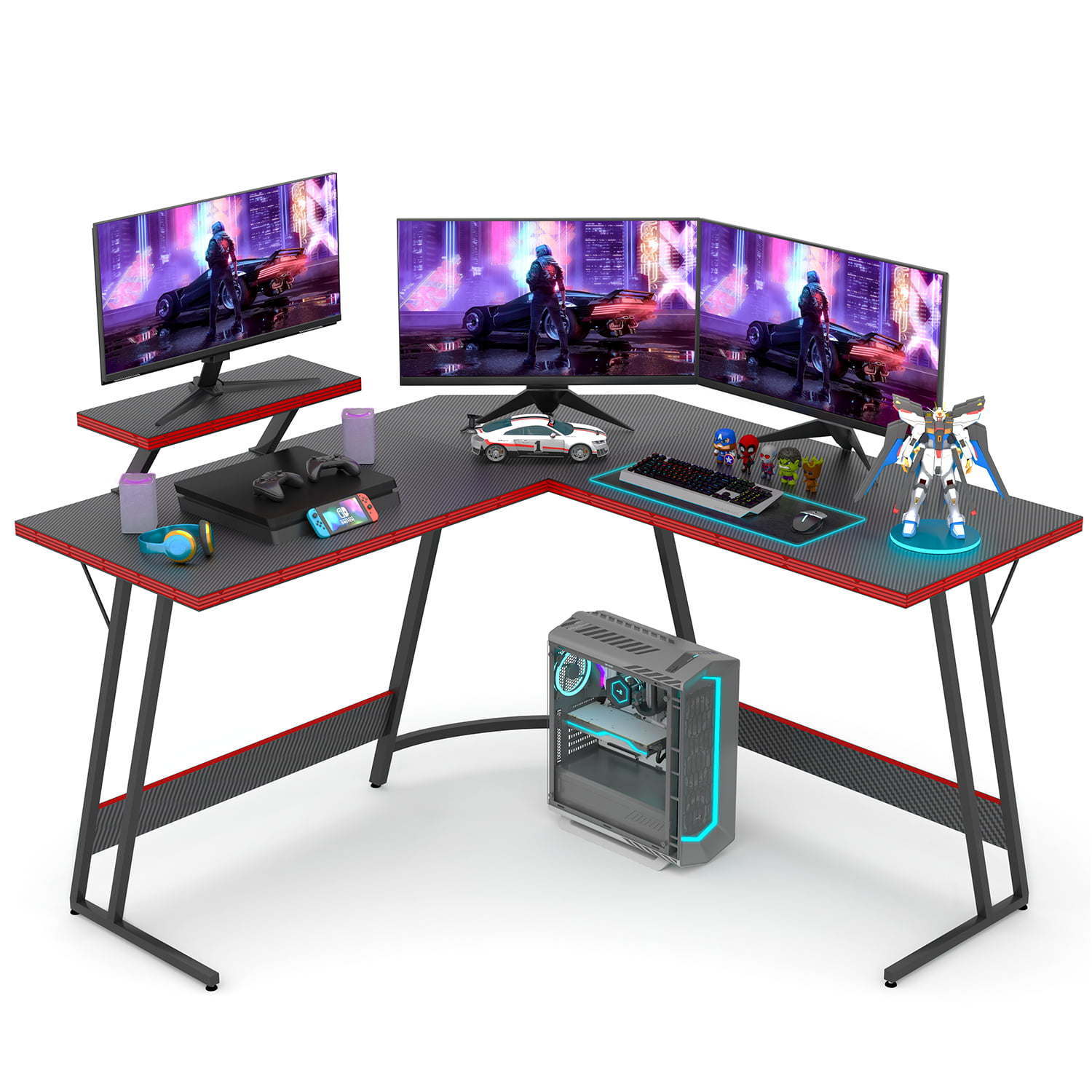 51 Inch L-Shaped Gaming Desk Computer Corner Desk PC Gaming Desk Table