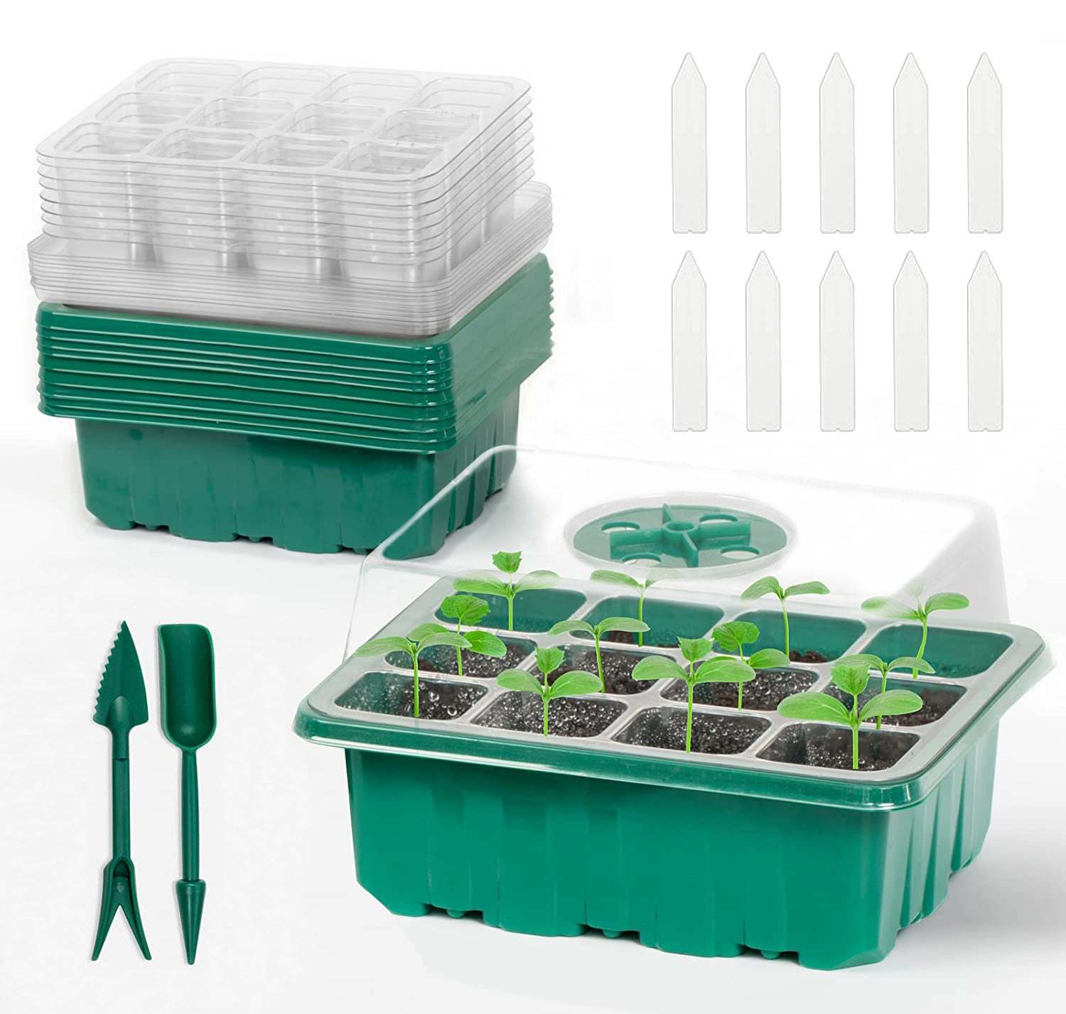 10Pcs Seed Starter Tray Kit Reusable Overall 120Cells Seeding Propagator Station