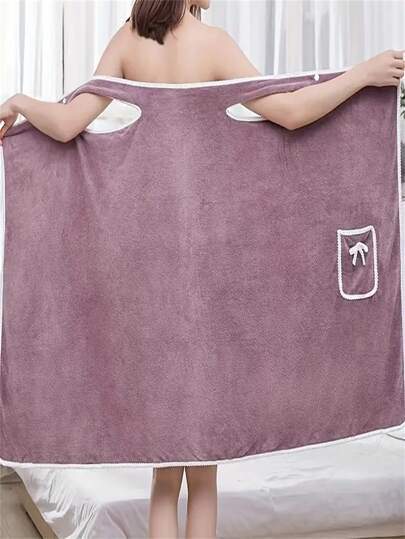 1pc Quick Drying Wearable Bath Towel with Bowknot for Adults