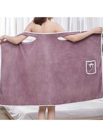 1pc Quick Drying Wearable Bath Towel with Bowknot for Adults