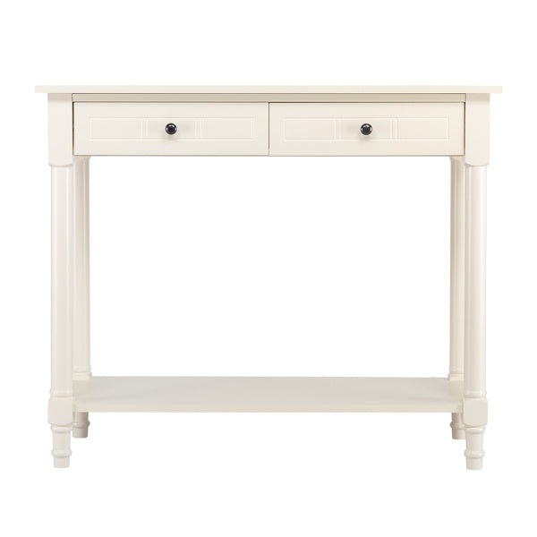 2-Tier Console Table with 2 Drawers, Console Tables for Entryway, Sofa Table with Storage Shelves, Entryway Table Behind Sofa Couch, for Living Room, Kitchen, Cream White