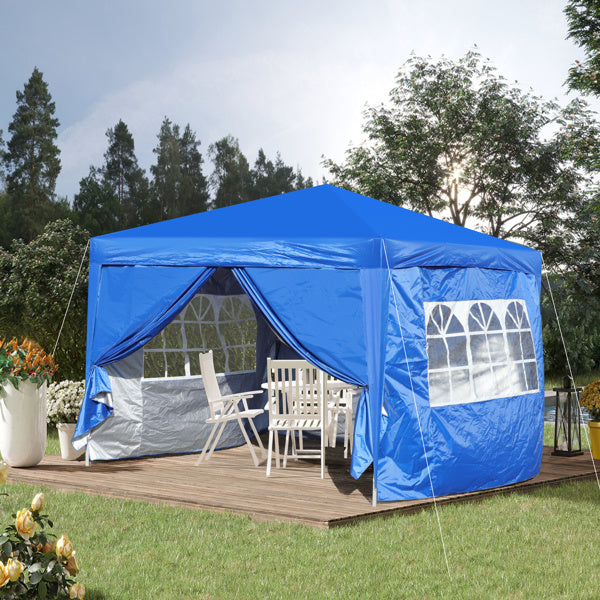 Outdoor 10 x 10 Ft Pop Up Gazebo Canopy with Removable Sidewall, 2 pcs Sidewall with Zipper,2 pcs Sidewall with Windows,with 4 pcs Sand bag and Carry Bag,Blue