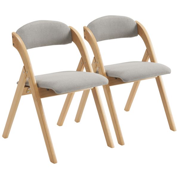 2 Pack Wooden Folding Chairs with Padded Seat and Back, Modern Dining Chairs Extra Chair for Guests Living Room Office Wedding Party