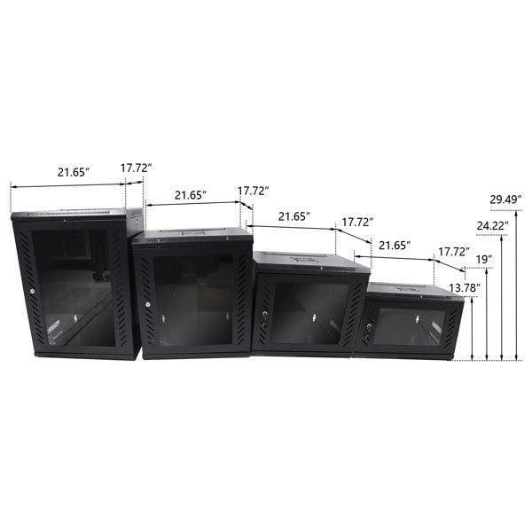 Steel network cabinet 15U with fan, self-contained