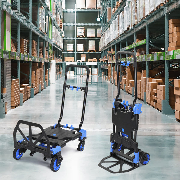150kg 2-in-1 luggage trolley blue