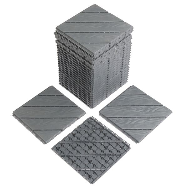 Plastic Interlocking Deck Tiles, 9 Pack, 11.8"x11.8" Waterproof Flooring Tiles for Indoor and Outdoor, Patio Floor Decking Tiles for Porch Poolside Balcony Backyard, Dark Grey