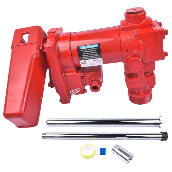 Red 12V DC 15GMP Fuel Transfer Pump Kit for Car Truck Tractor Diesel Gas Gasoline