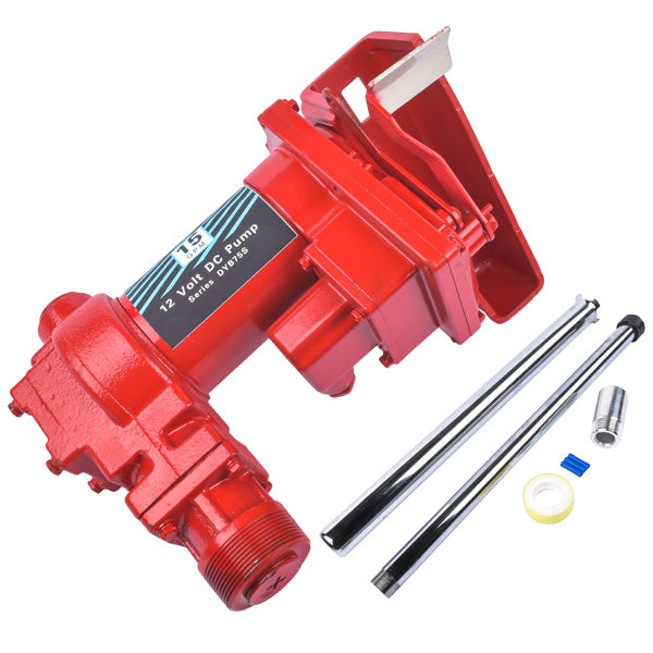 Red 12V DC 15GMP Fuel Transfer Pump Kit for Car Truck Tractor Diesel Gas Gasoline