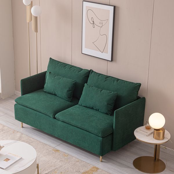 Modern Upholstered Loveseat Sofa,Emerald Cotton Linen---63.8"