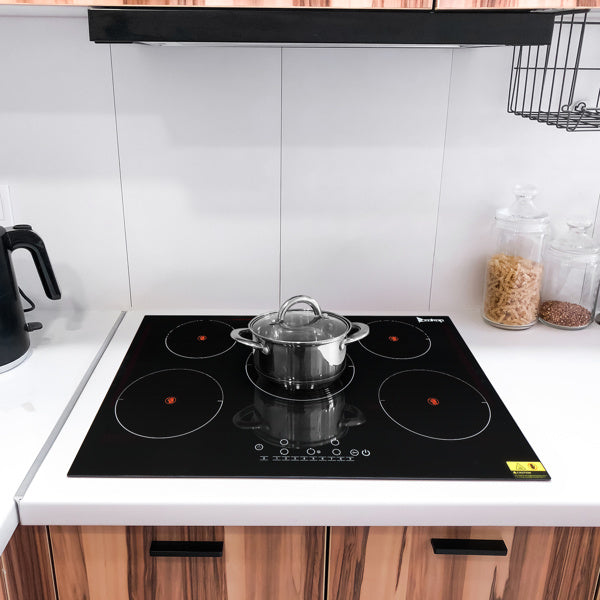 Electric Ceramic Stove! ZOKOP 30in 220v 7600w Rectangular 5-Burner Stove, Glass And Iron Spray-Coated Anti-Rust Bottom Shell, Touch Screen Embedded Wi