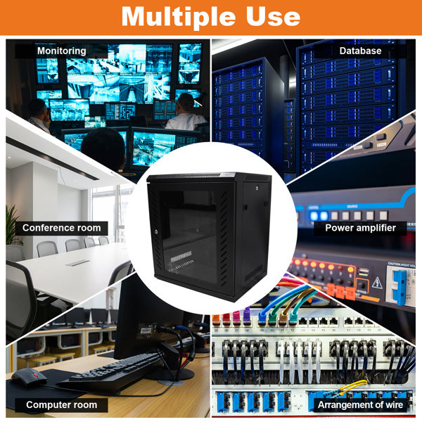 Steel network cabinet 12U with fan, self-contained