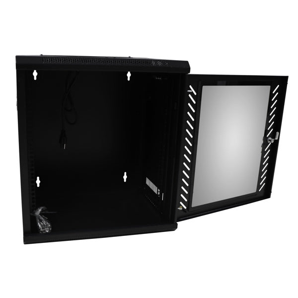 Steel network cabinet 12U with fan, self-contained