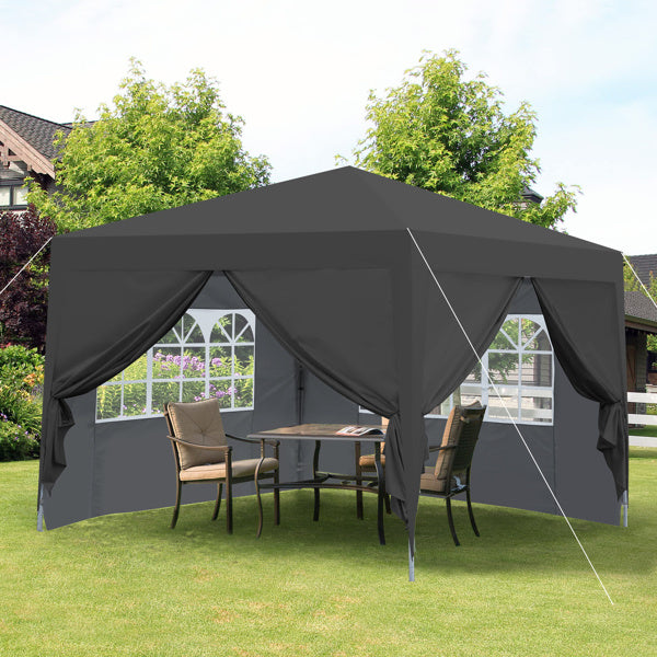 Outdoor 10 x 10 Ft Pop Up Gazebo Canopy with Removable Sidewall, 2 pcs Sidewall with Zipper,2 pcs Sidewall with Windows,with 4 pcs Sand bag and Carry Bag,Black